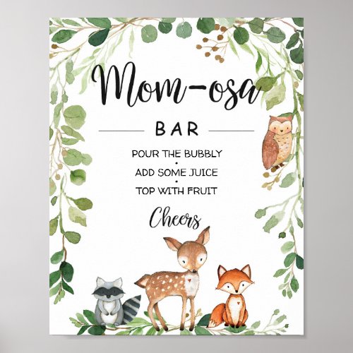 Woodland Animals Baby Shower Mom_osa Bar Sign