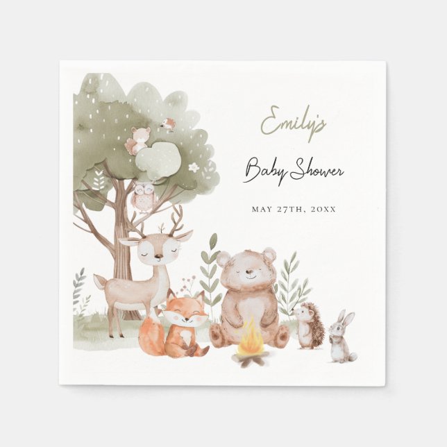 Woodland Animals Baby Shower Napkins (Front)