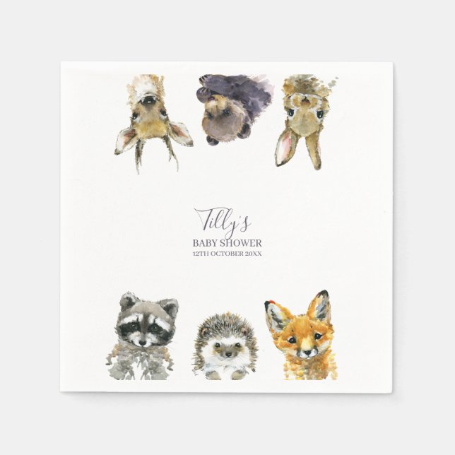 Woodland Animals Baby Shower Napkins (Front)
