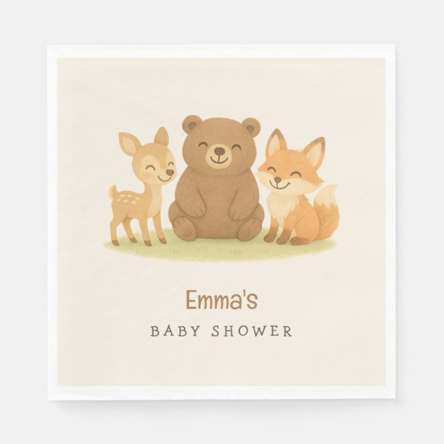 Woodland Animals Baby Shower  Napkins (Front)