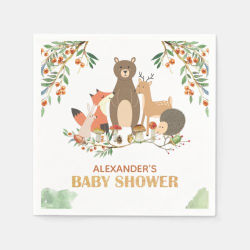 Woodland Animals Baby Shower Napkins