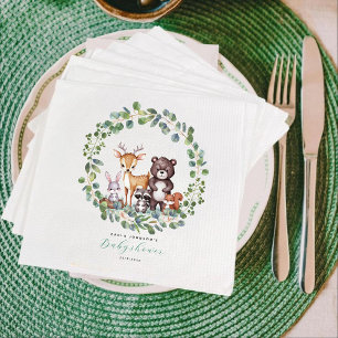 Woodland animals baby shower napkins