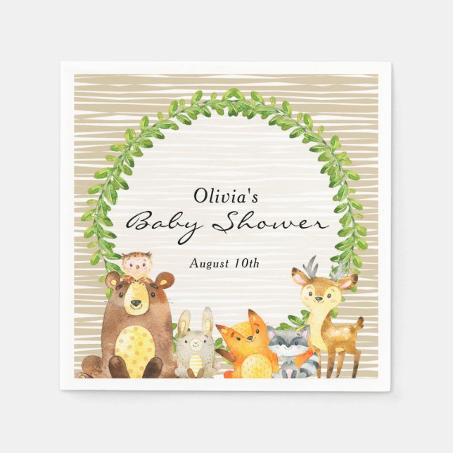 Woodland Animals Baby Shower Napkins (Front)