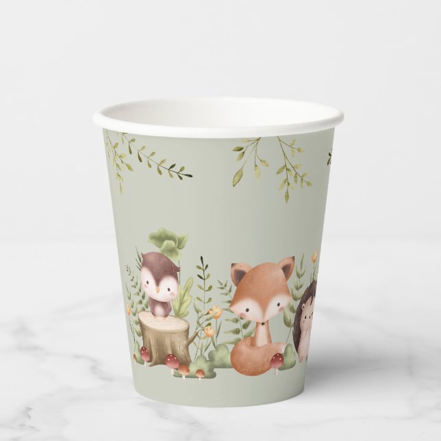 Woodland Animals Baby Shower Paper Cups (Front)