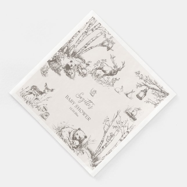 Woodland Animals Baby Shower Paper Dinner Napkins (Corner)