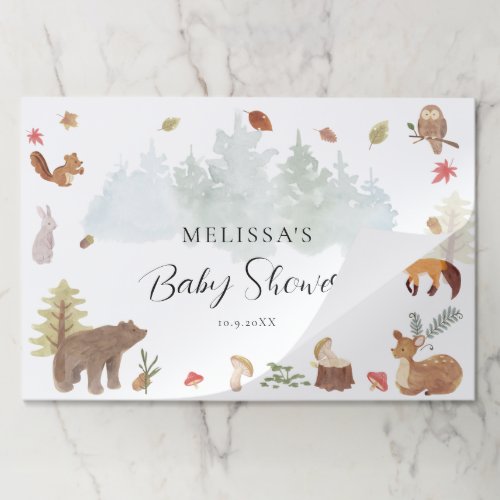 Woodland Animals Baby Shower Paper Placemat