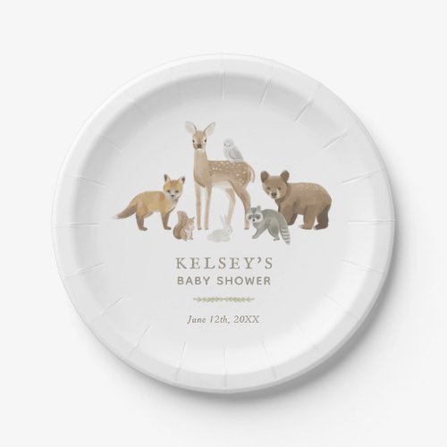 Woodland Animals Baby Shower Paper Plates