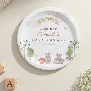 Woodland Animals Baby Shower Paper Plates
