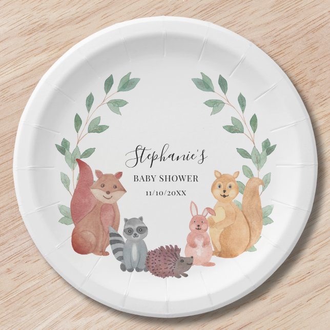 Woodland Animals Baby Shower Paper Plates (Creator Uploaded)