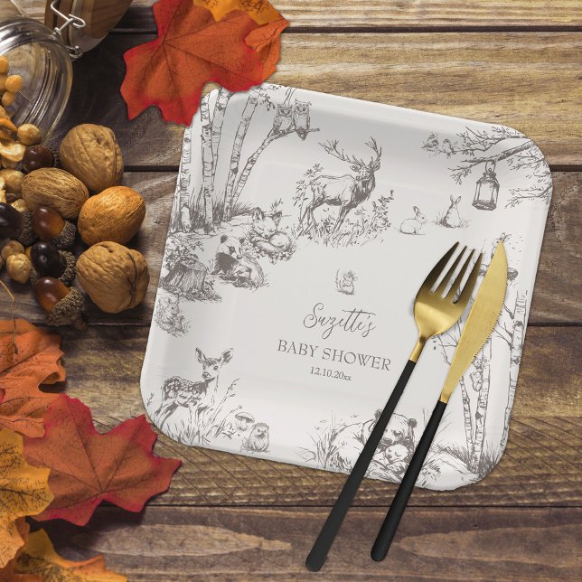 Woodland Animals Baby Shower Paper Plates (Creator Uploaded)