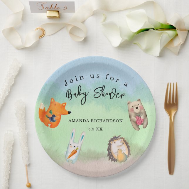 Woodland animals Baby Shower Paper Plates (Wedding)