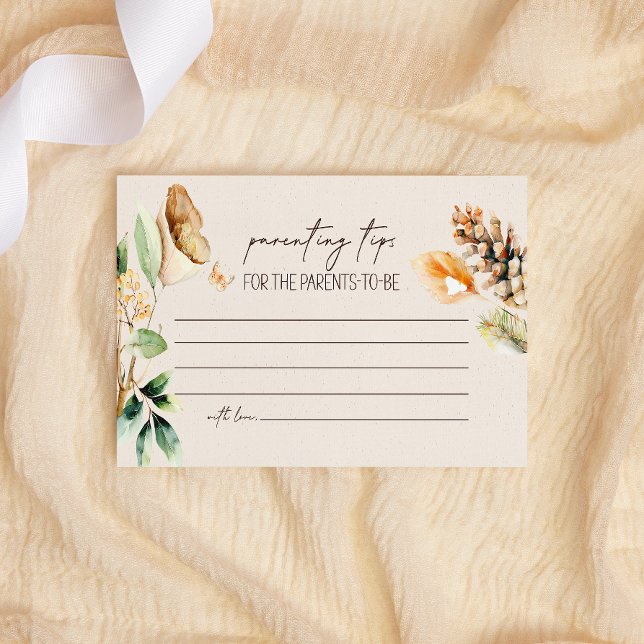 Woodland Animals Baby Shower Parenting Tips Note Card (Creator Uploaded)