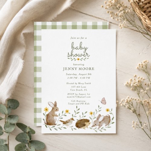 Woodland Animals Baby Shower Party Invitation