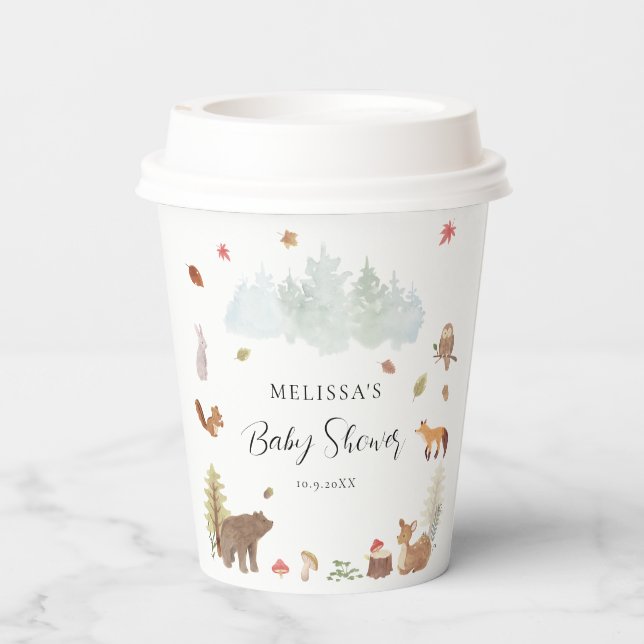Woodland Animals Baby Shower Party Paper Cups (Back)