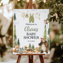 Woodland Animals Baby Shower Party Welcome Sign