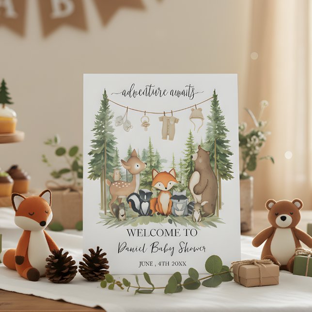 Woodland Animals Baby Shower  Pedestal Sign (Creator Uploaded)