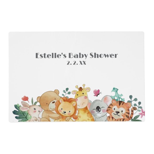 Woodland Animals Baby Shower  Placemat (Front)