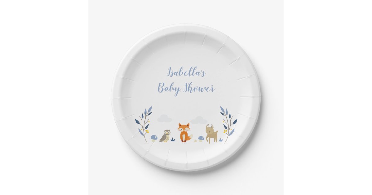 Woodland Animals Baby Shower Plates | Zazzle