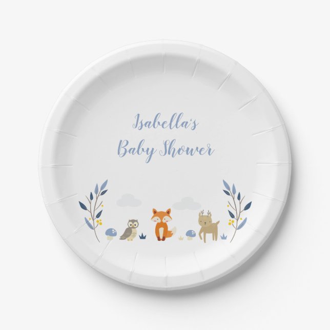 Woodland Animals Baby Shower Plates (Front)