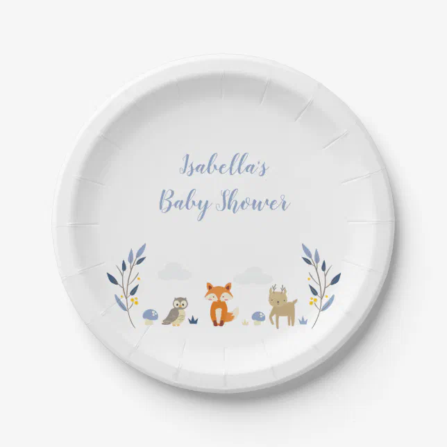 Woodland Animals Baby Shower Plates | Zazzle