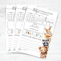 Woodland Animals Baby Shower Predictions Game