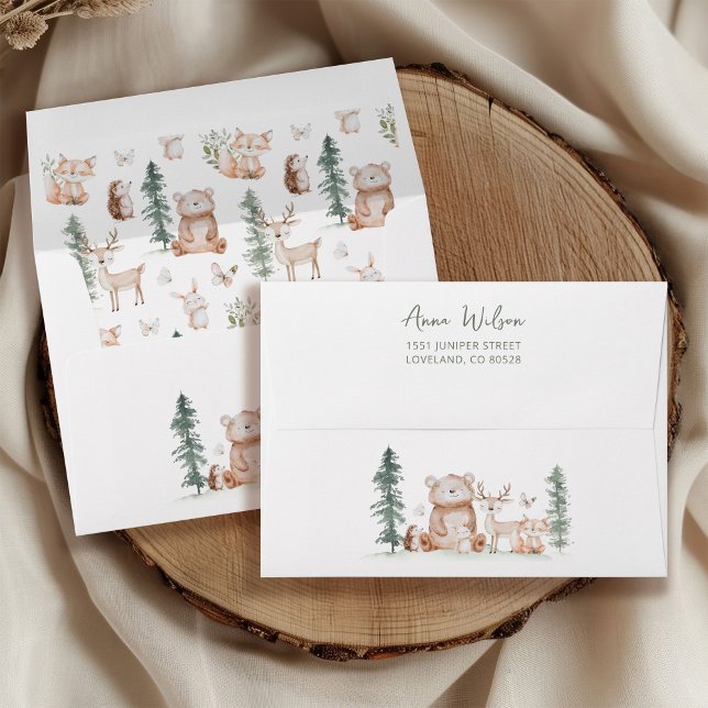 Woodland Animals Baby Shower Return Address Envelope (Creator Uploaded)