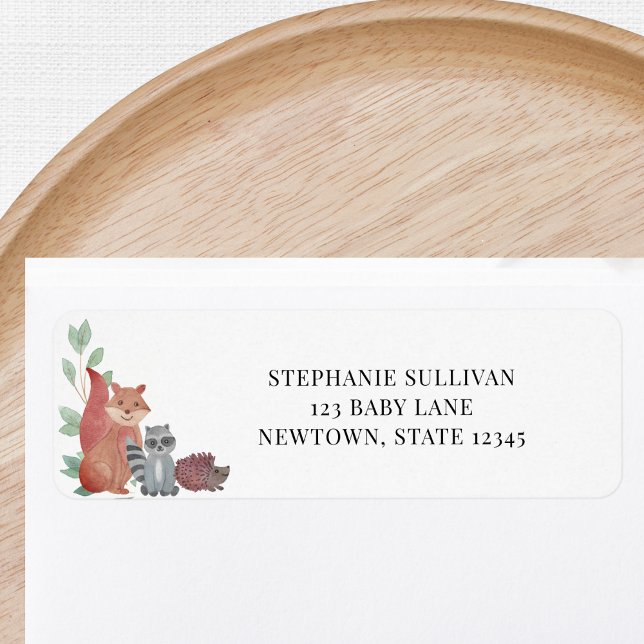 Woodland Animals Baby Shower Return Address Label (Creator Uploaded)