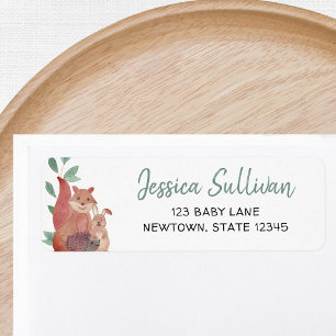 Woodland Animals Baby Shower Return Address Label