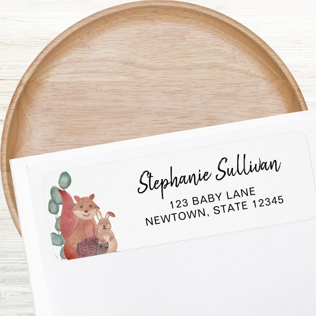 Woodland Animals Baby Shower Return Address  Label (Creator Uploaded)