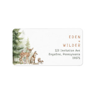 Woodland Animals Baby Shower RSVP Return Address Label
