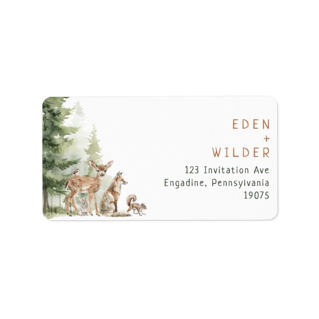 Woodland Animals Baby Shower RSVP Return Address Label (Front)