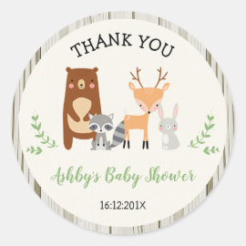 Woodland Animals Baby Shower Sticker
