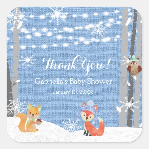 Woodland Animals  Baby Shower Stickers