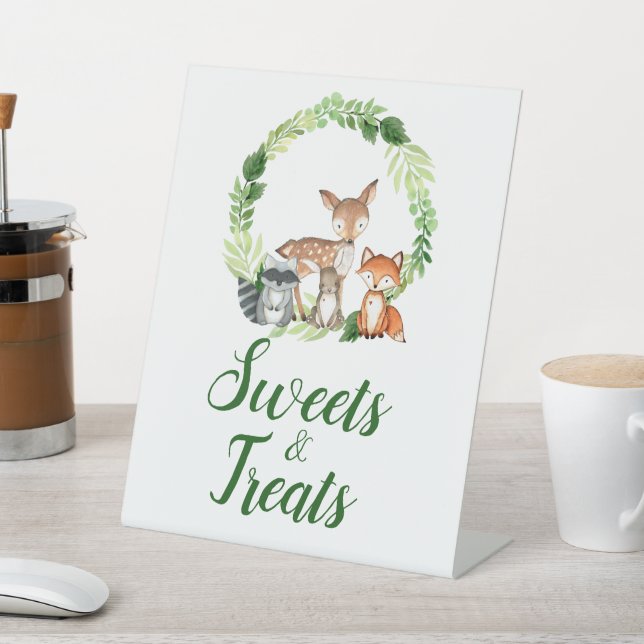 Woodland Animals Baby Shower Sweets & Treats Sign (In SItu)