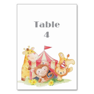 Woodland Animals Baby Shower Table  Table Number