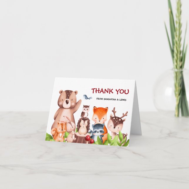 Woodland Animals Baby Shower Thank You (Front)