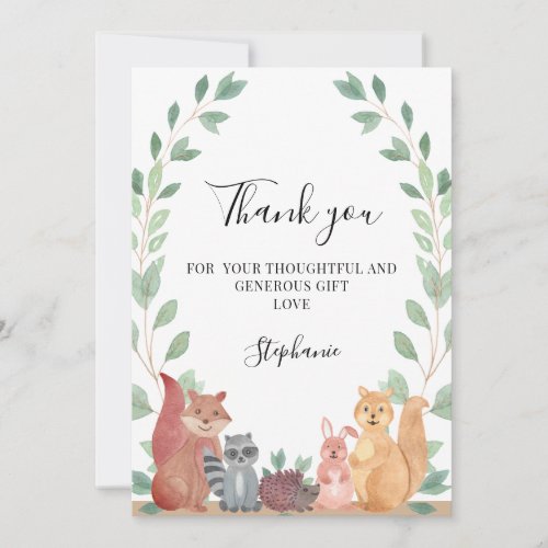 Woodland Animals Baby Shower Thank You Card