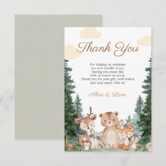 Woodland Animals Baby Shower Thank You Card