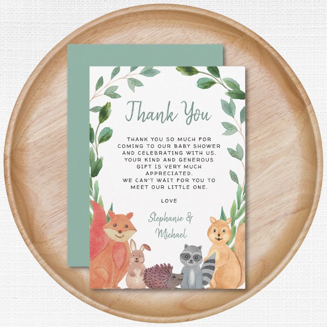 Woodland Animals Baby Shower Thank You Card (Creator Uploaded)