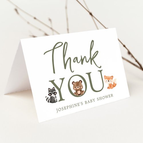 Woodland Animals Baby Shower Thank You Card