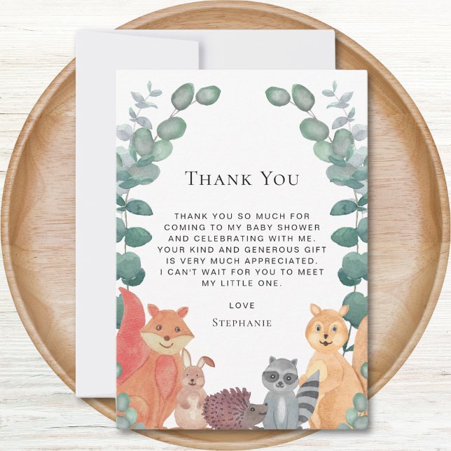 Woodland Animals Baby Shower Thank You Card (Creator Uploaded)