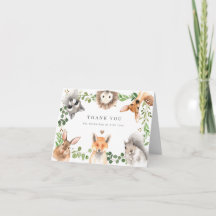 Woodland Animals Baby Shower Thank You Card