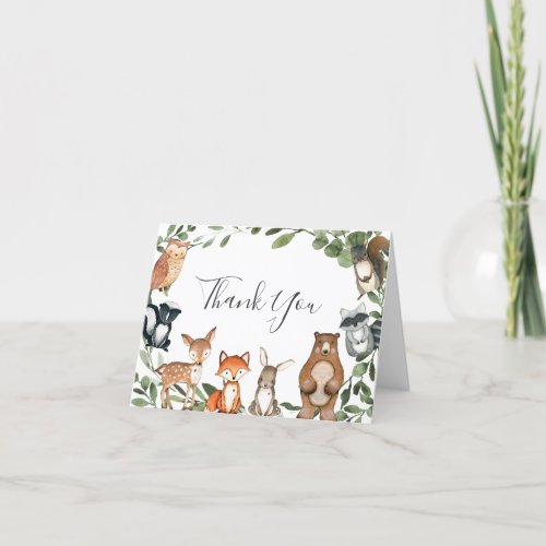 Woodland Animals Baby Shower Thank You Card