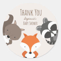 Woodland Animals Baby Shower Thank You Classic Round Sticker