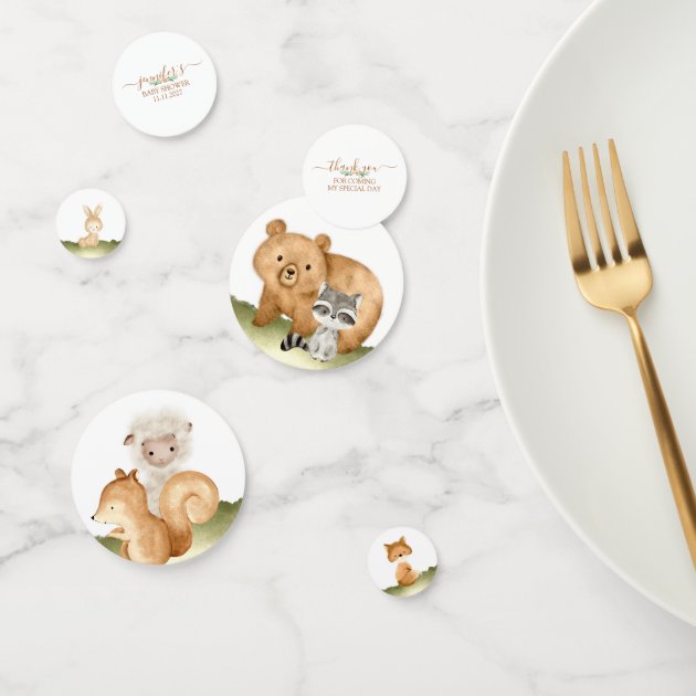 Woodland animals Baby Shower thank you Confetti