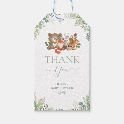 Woodland animals Baby Shower Thank you   Enclosure Gift Tags