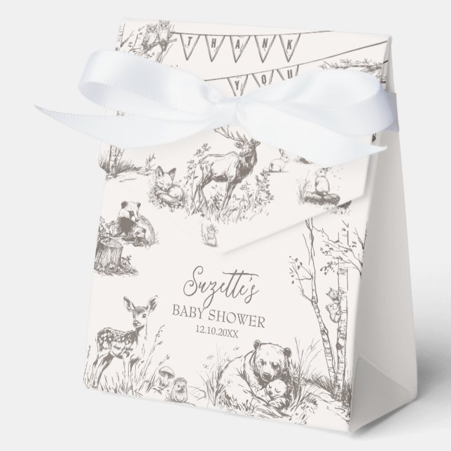 Woodland Animals Baby Shower Thank You Favor Boxes (Front)