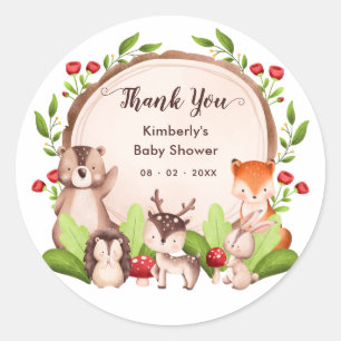 Woodland Animals Baby Shower Thank You Favor Classic Round Sticker