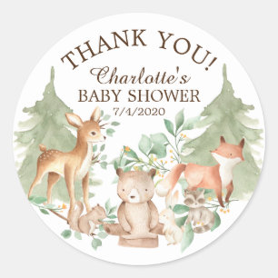 Woodland Animals Baby Shower Thank You Favor Classic Round Sticker