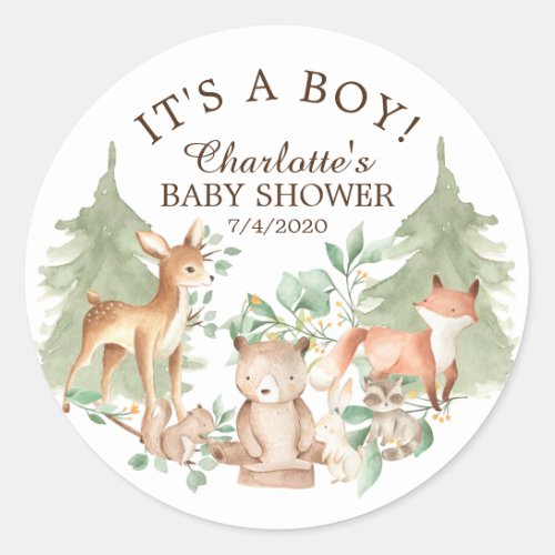 Woodland Animals Baby Shower Thank You Favor Classic Round Sticker
